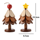 Wooden Tree Coasters with Holder, Wooden Trivets for Hot Dishes Decorative Christmas Tree Shape Includes 3 Pcs Hot Plate Mats