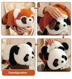 2 in 1 Panda Plush Toy Raccoon Stuffed Toys Procyon Lotor Plush Toy Panda Throw Pillow Transfiguration Plush Toy