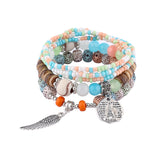 Fashion New All-match Bohemian Ethnic Ladies's Multi-layer Elastic Rice Beads Colorful Bracelet Jewelry Gift for Women Girls