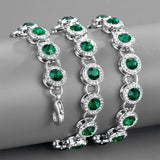 Hip Hop Bling Iced Out Green Cubic Zircon Tennis Chain Bracelets Women Men 1 Row CZ Link Chain Jewelry Gold Color Silver Color