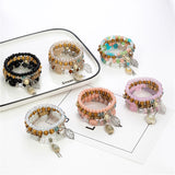 New Bohemian Bracelet Beach Style Shell Tassel Multi-layer Wooden Beads Crystal Coconut shell Multi-string Bracelets for Women