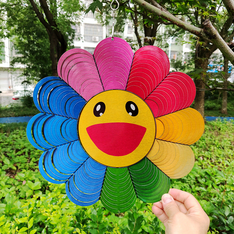 12 inch 3D Wind Spinner Smiling Face 3D Animation Wind Spinner Metal Wind Chimes