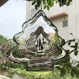 Christmas Tree Wind Spinner Ornaments 3D Colorful Creative Rotating Pendants Wind Chimes
