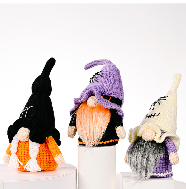 Halloween Gnome Knitting Doll Witch Doll