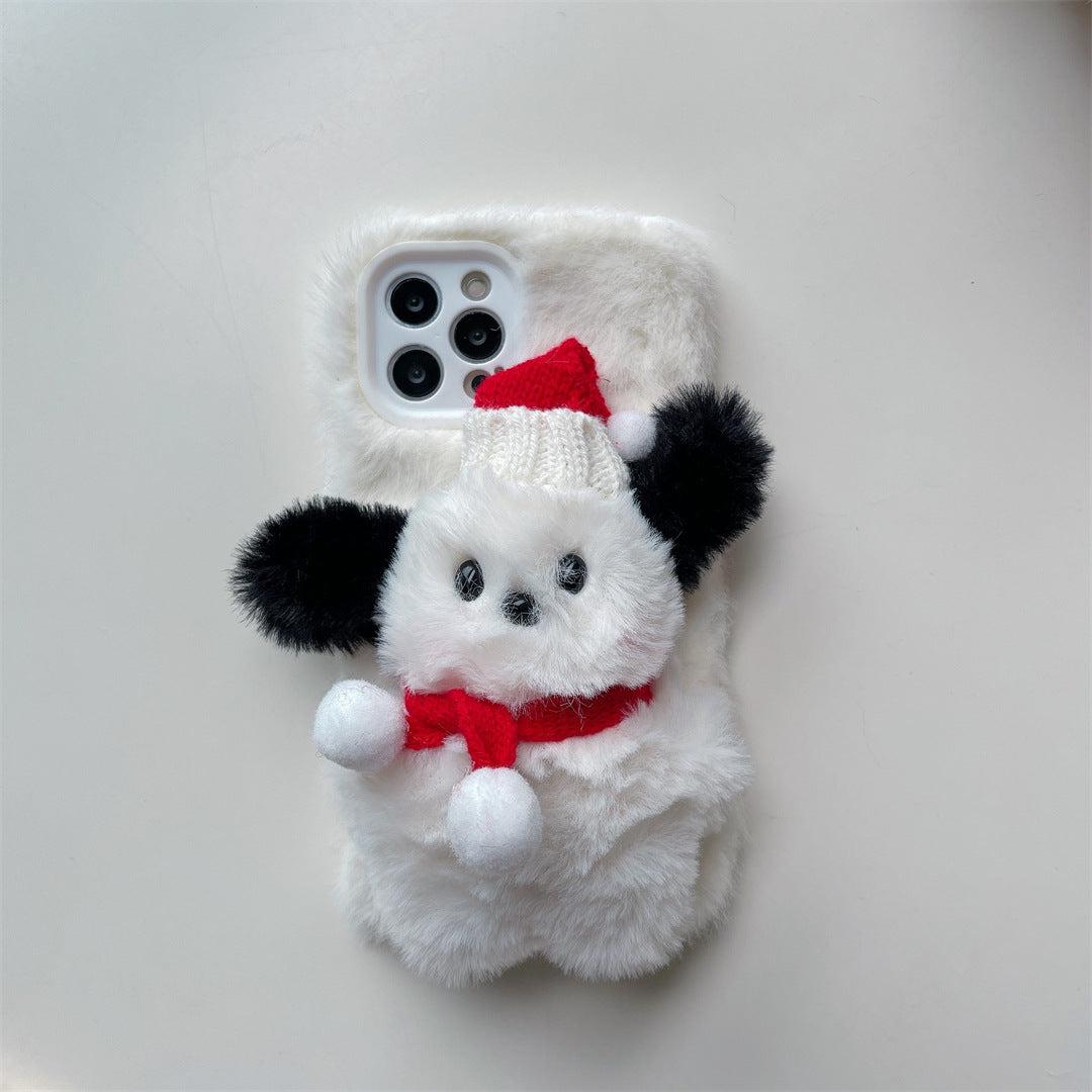Plush Pacha Dog Phone Case for iPhone 13 14 Promax Christmas Phone Case