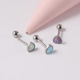1PC Anti-Allergy Surgical Steel Opal Tongue Rings For Women Heart Shape Opal Ear Tragus Cartilage Cheek Piercing Jewelry 14g/16g