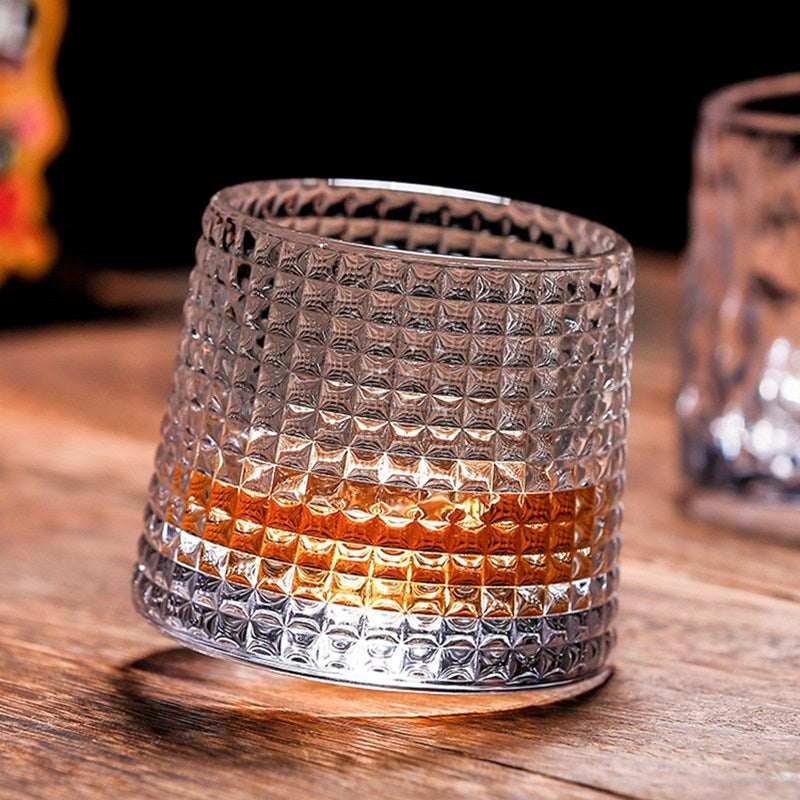 Whiskey Tumbler Glass Rotating Cup Crystal Glass Cup