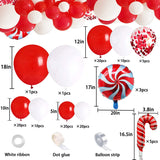115 Pack Christmas Red White Balloon Garland Arch Kit Assorted Size 18 inch 12" 10 in 5 inch Latex White Red Confetti Balloons Candy Cane Foil Balloons for Christmas New Year Party Decorations